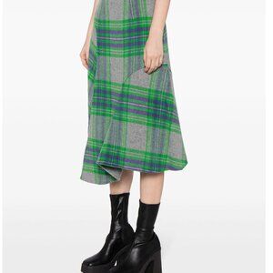 JBNY Asymmetrical Wool Plaid Skirt